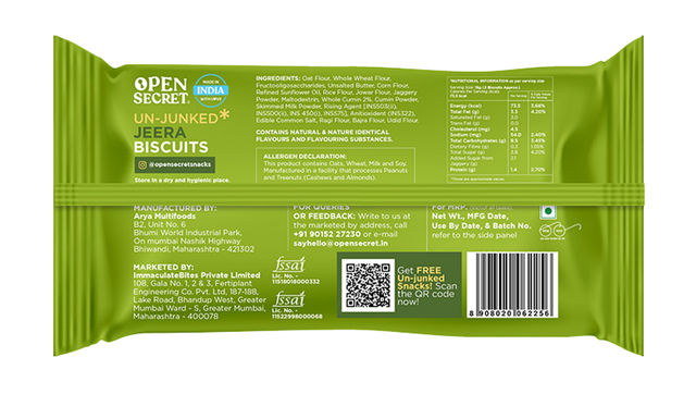 Open Secret Zero Maida Jeera Millet Biscuit | Healthy Snacks with Zero Refined Sugar & No Palm Oil