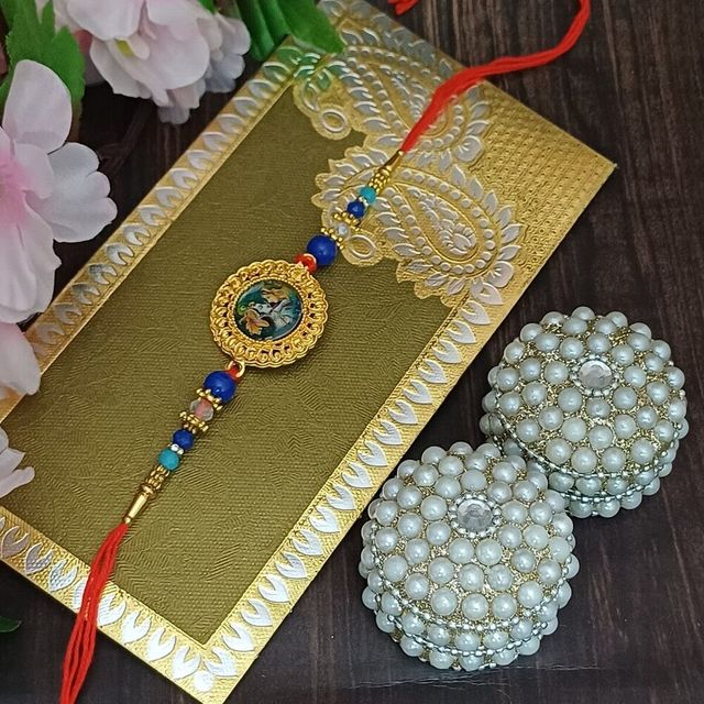 Gullak Radha Krishna Frame Rakhi - Divine Design
