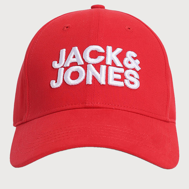Buy Jack & Jones Men's Embroidered Cotton Baseball Cap | Fiery Red
