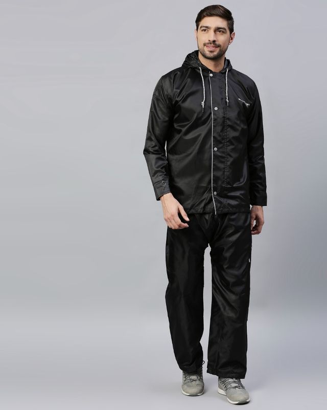 Zeel Men's Waterproof Raincoat- XXL (Black)