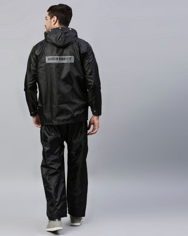 Zeel Men's Waterproof Raincoat- XXL (Black)