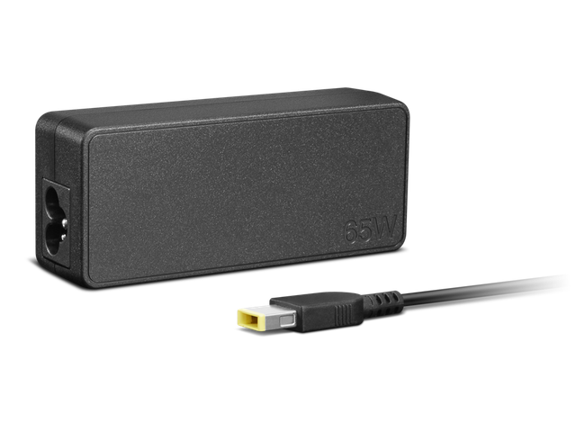 Lenovo 65W USB Slim Tip Rectangular pin Laptop Adapter/Charger with Power Cord for Select Models of Lenovo Laptops,Black