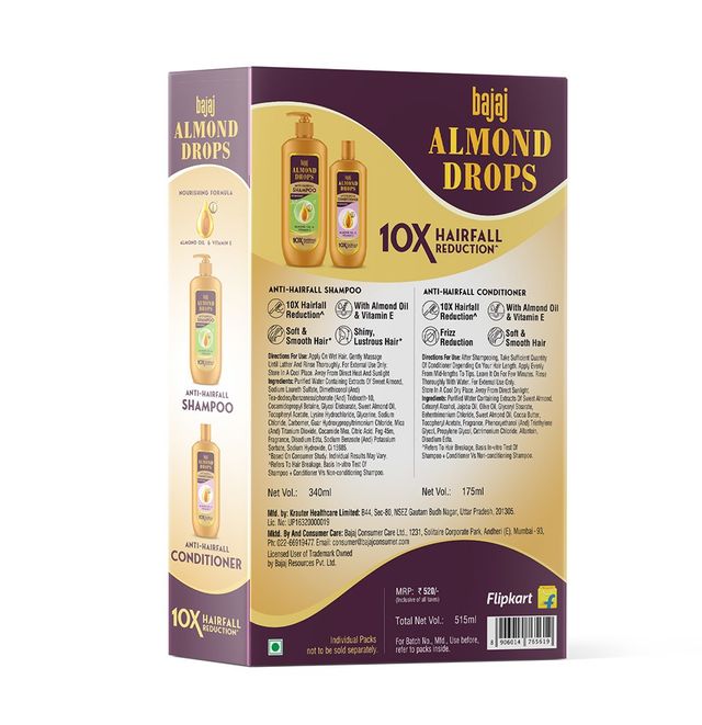 Bajaj Almond Drops Anti Hairfall Shampoo & Conditioner With Almond Oil And Vitamin E
