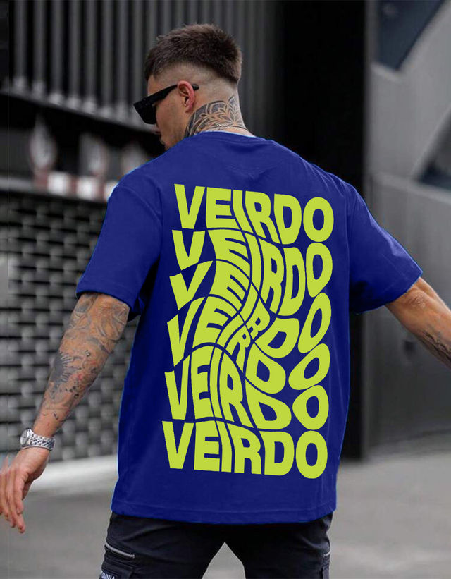 VEIRDO Men's Printed Oversized T-Shirt | UNI  100  OS  VEIRDO  RB | Royal Blue - XL