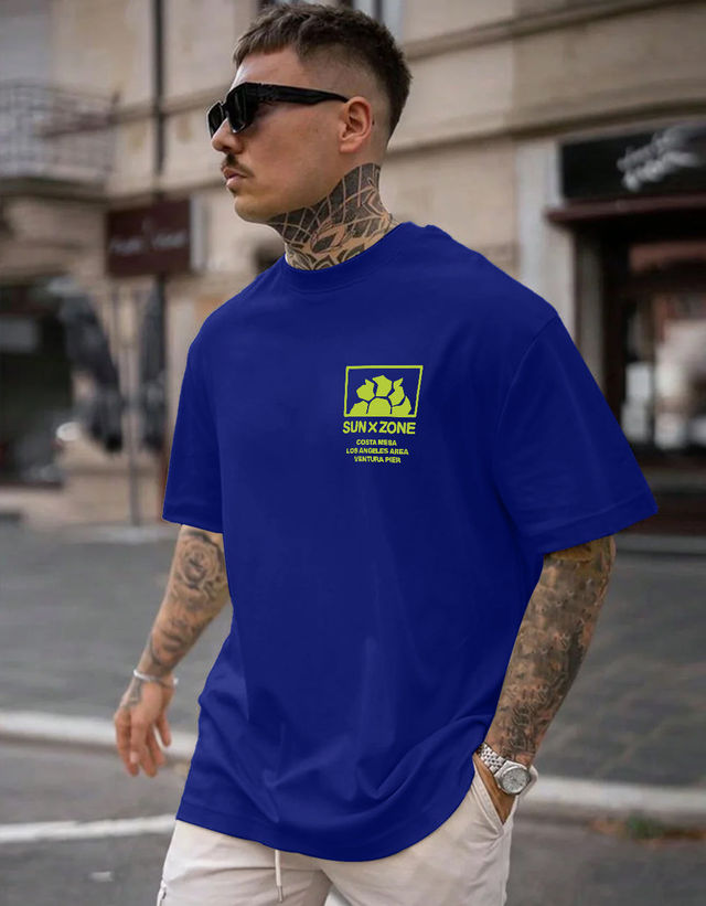 VEIRDO Men's Printed Oversized T-Shirt | UNI  100  OS  VEIRDO  RB | Royal Blue - XL