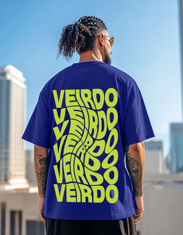 VEIRDO Men's Printed Oversized T-Shirt | UNI  100  OS  VEIRDO  RB | Royal Blue - XL