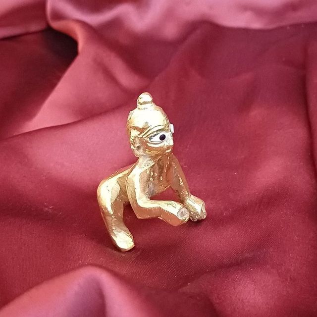 Gullak Laddoo Gopal Brass Idol | Size 2 | 3 inch