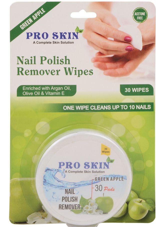 Pro Skin Nail Polish Remover Wipes - Green Apple, 30 wipes