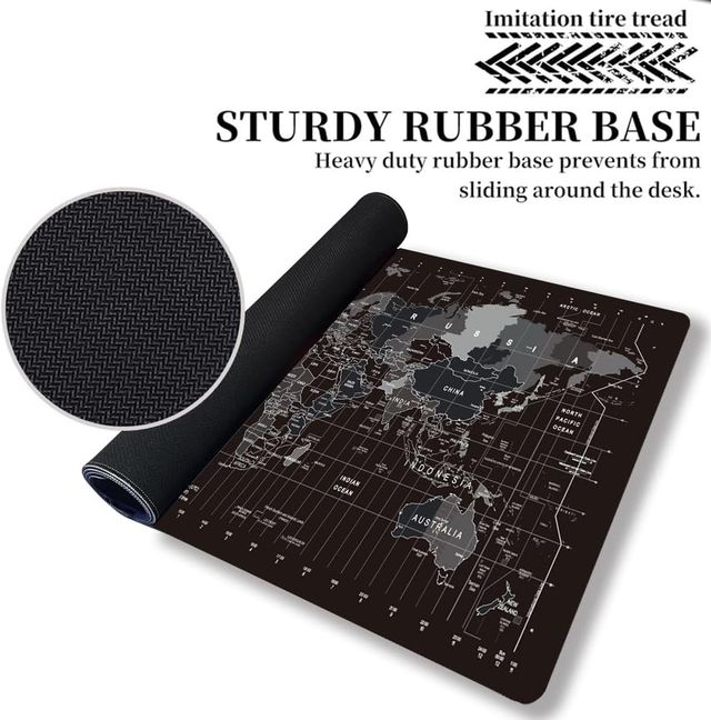 Ailkin World Map Extended Anti-Slip Rubber Gaming Mouse Pad Desk Mat for Computer Laptop