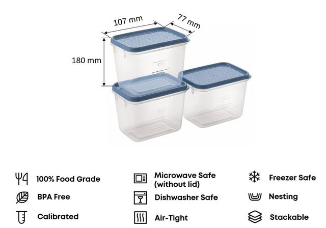 All Time Polka Storage Container 400 Ml x 3 Pcs set - Assorted Color