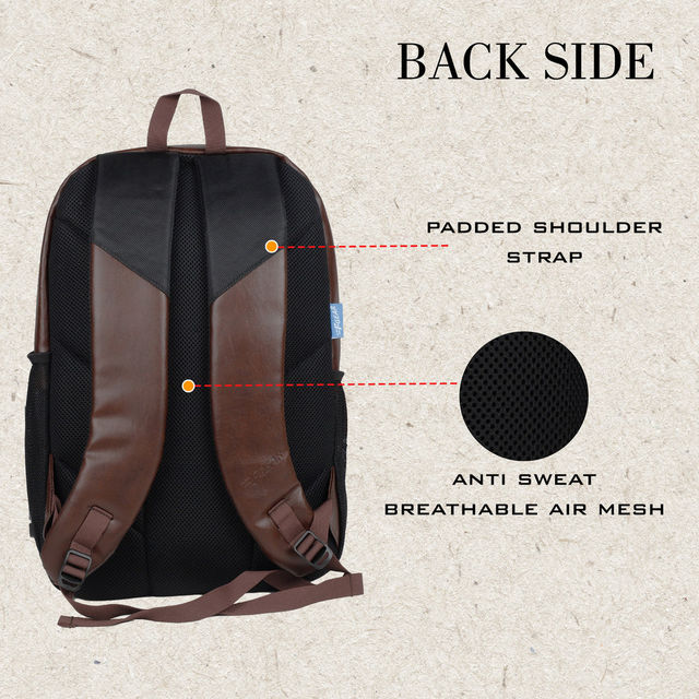 F Gear Unisex Solid Artificial Leather 27 L Laptop Backpack | Brown