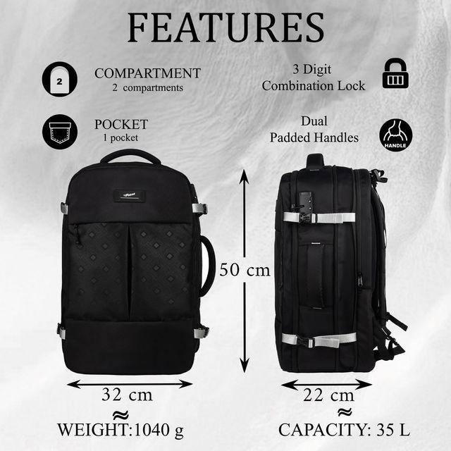 F Gear Unisex Solid Polyester 35 L Laptop Backpack | Black