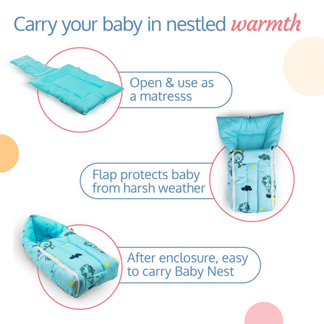 LuvLap 3 in 1 Baby Bed, Sleeping Bag & Carry Nest For Kids | Blue | 0 - 3 years
