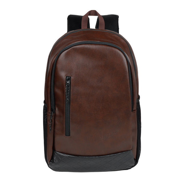 F Gear Unisex Solid Artificial Leather 27 L Laptop Backpack | Brown