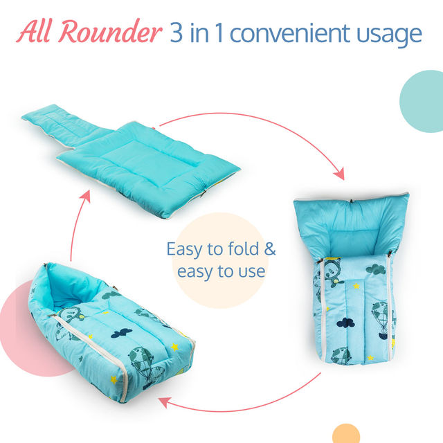LuvLap 3 in 1 Baby Bed, Sleeping Bag & Carry Nest For Kids | Blue | 0 - 3 years