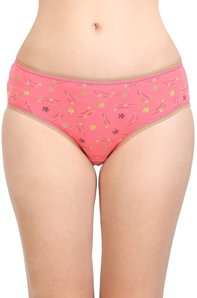 Bodycare Women Brief Panty Printed Premium Cotton Mid Rise | Assorted - L