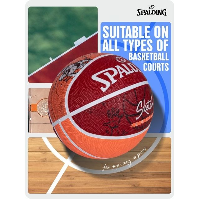 Vector X Spalding Sketch Crack Basketball 84380Z | Red | Size - 7