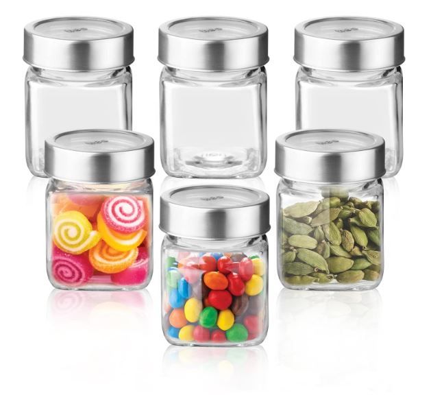 Treo By Milton Cube Storage Glass Jar Set (180 Ml Each) 6Pc