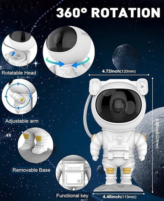 Desidiya Astronaut Galaxy Projector Starry Nebula Night Light With Remote & Flag