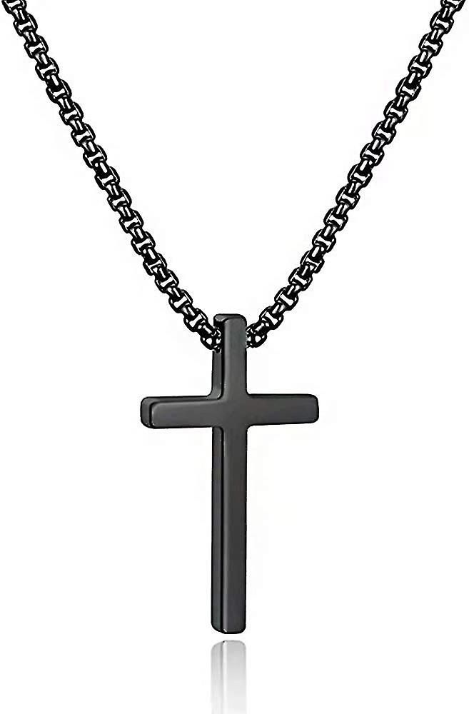Cross Pendant Men'S Chain Black
