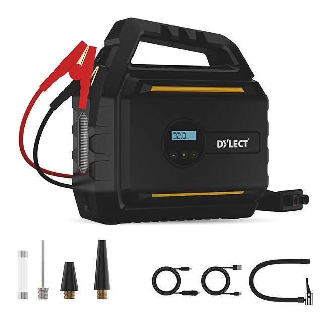 Dylect Turbo Port 720 Tyre Inflator with Jump Starter | 148V | 7200mAh | 150PSI | Power Bank