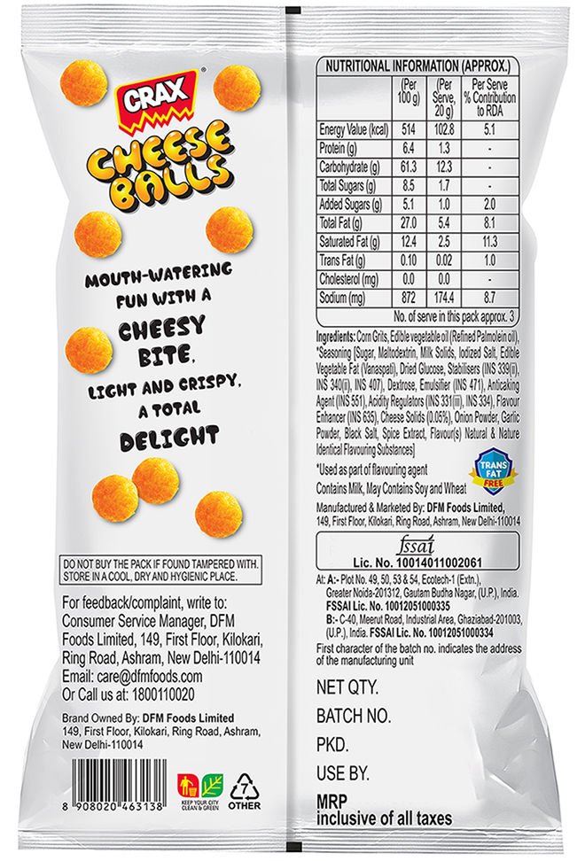 Crax Cheese Balls Puffs 54 g Combo