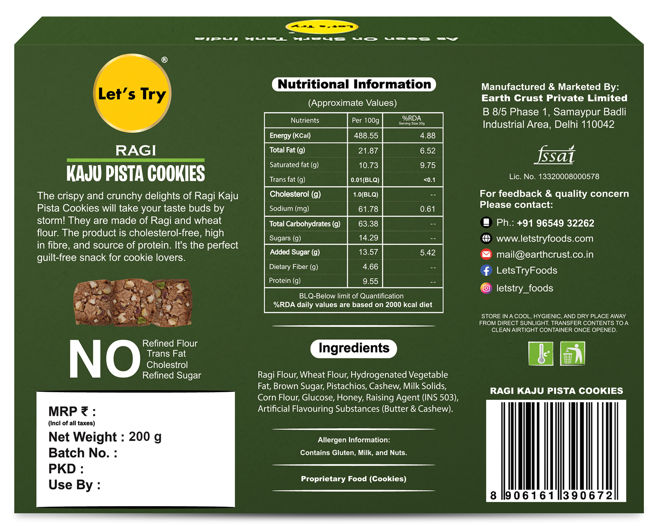 Let's try Ragi Kaju Pista Millet Cookies | Cholesterol-free and Trans Fat-free