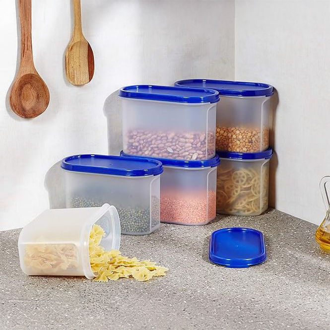 Mahaware Modular Space Saver Oval Container 1200ml (Set of 6) (Blue)