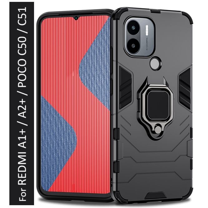 Kwine Case Redmi A1+ / Redmi A2+ / Poco C50 / Poco C51 Back Cover - Ring Holder Stand Case