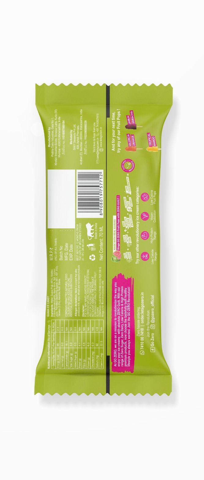Go Zero Spicy Guava Low Calorie Guilt Free Ice Cream Popsicle 70 ml Combo