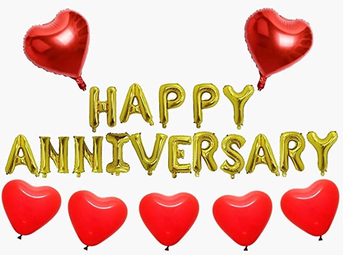 Happy Anniversary Foil Balloon Assorted Colour, Pack of 16 Letters Balloons