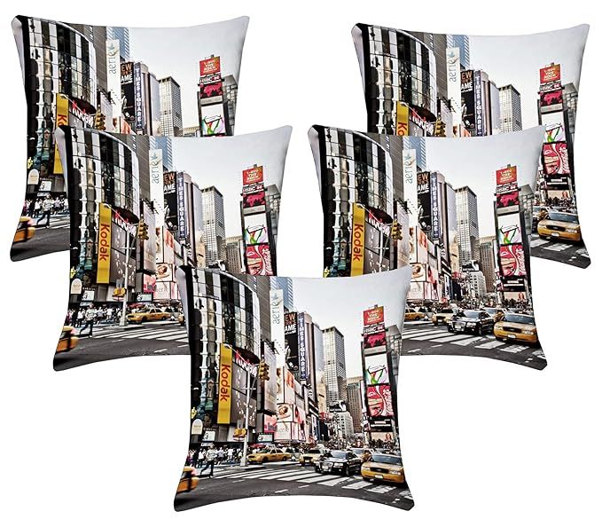 Lushomes Cushion Covers - Digital Printed Times Square | 16 x 16 inch