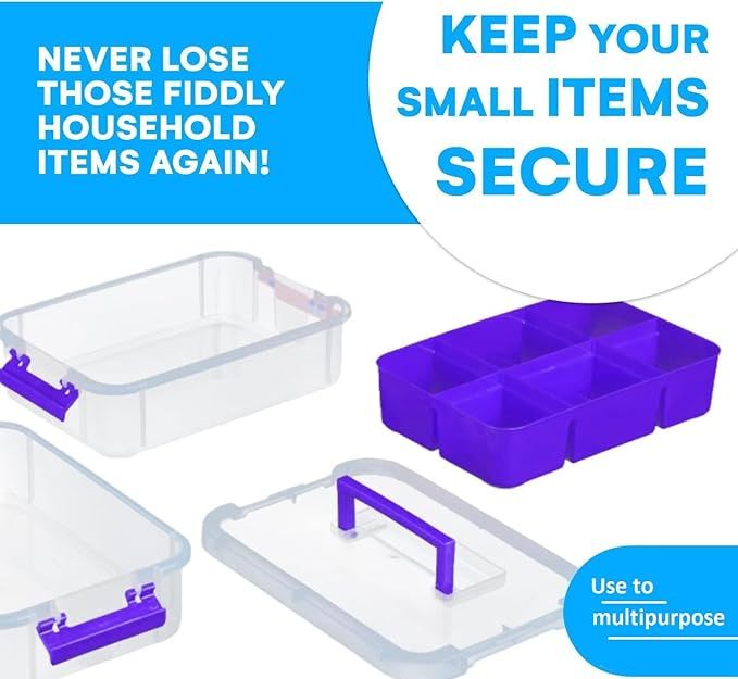 TEX-RO Plastic Purple Color Multipurpose Stationary Organizer with Lid Storage Basket 4 Layer