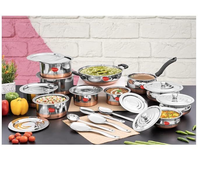 Klassi Kichen 20Pc Copper Bottom Cookware Set