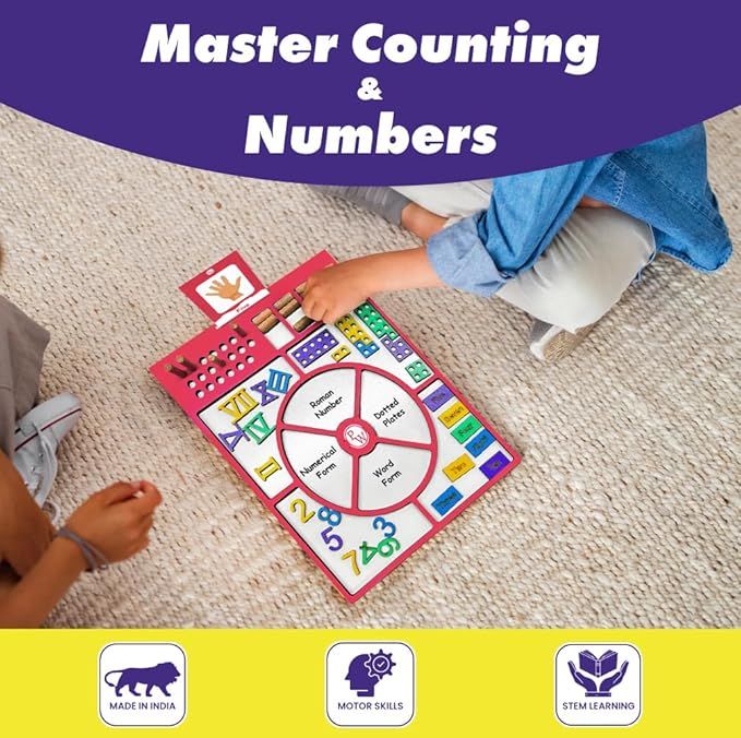 PW Counting Wizard Educational Math Kit - Wooden Board | Multicolor