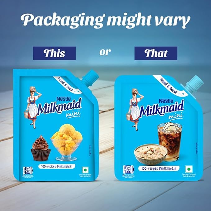 Nestle Milkmaid Mini | Sweetened Liquid Condensed Milk | No Artificial Preservatives | Easy Pour Pack Combo
