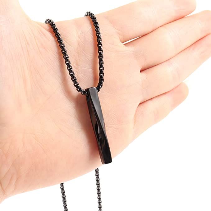 Salty Alpha Collier Pendant with Chain for Men and Boys| Anti-Tarnish | Black