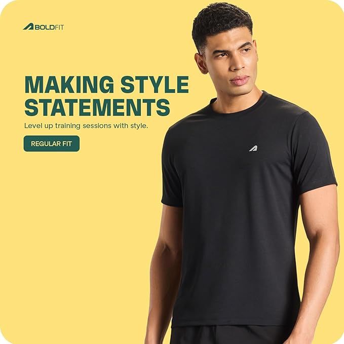 Boldfit Men's Training Gym T-shirt Quick Dry Fit | Black - M