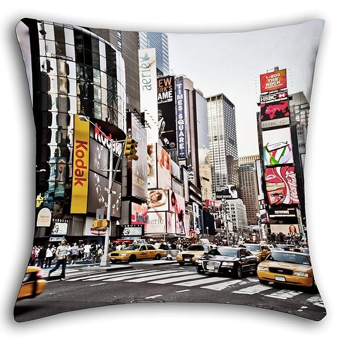 Lushomes Cushion Covers - Digital Printed Times Square | 16 x 16 inch