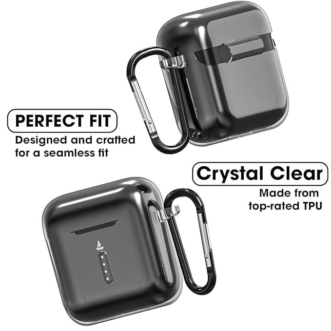 Sounce Silicone Case Cover for Boat Airdopes 141 | Shock-Absorbing | with Keychain & Front LED Visible, Transparent