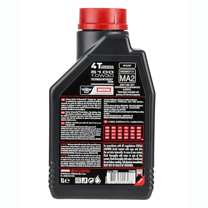 Motul 5100 4T Hybrid 10W-30 API SM Technosynthese Semi Synthetic Engine Oil for Bikes | 1L