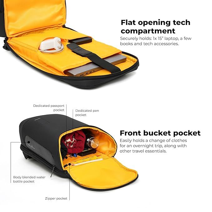 Mokobara Unisex Solid Leather and Nylon 20 L Shoulder Handle Backpack | Crypto Sunray