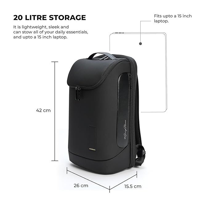 Mokobara Unisex Solid Leather and Nylon 20 L Shoulder Handle Backpack | Crypto Sunray
