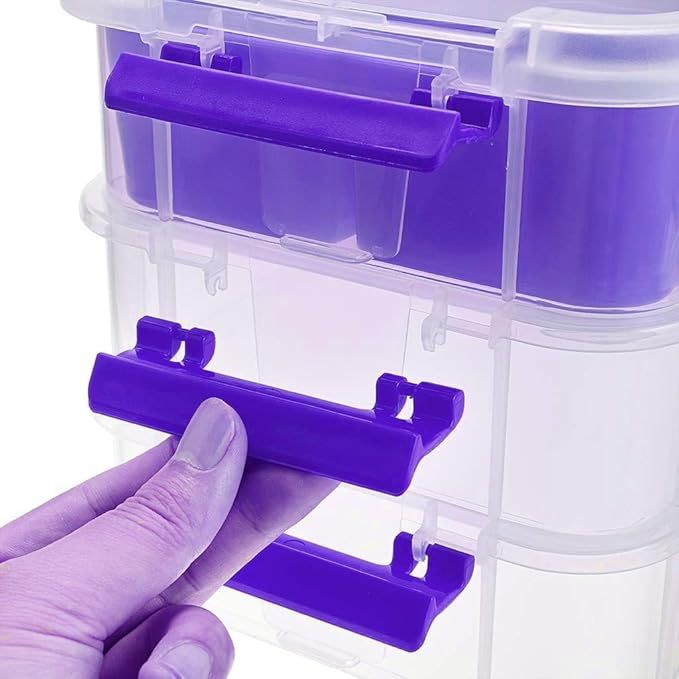 TEX-RO Plastic Purple Color Multipurpose Stationary Organizer with Lid Storage Basket 4 Layer