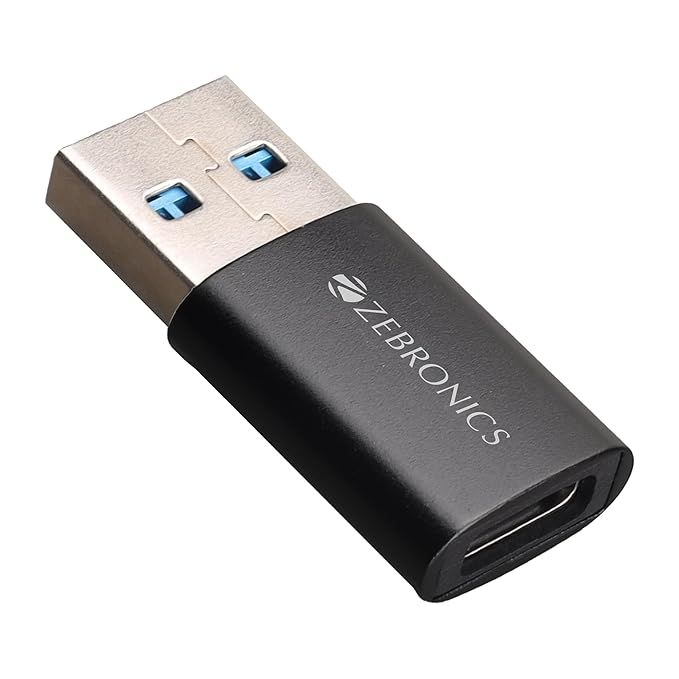 Zebronics Cta1 Usb Type C To Type A Converter, Usb 3.0, High-Speed Data Transfer Compatible Devices
