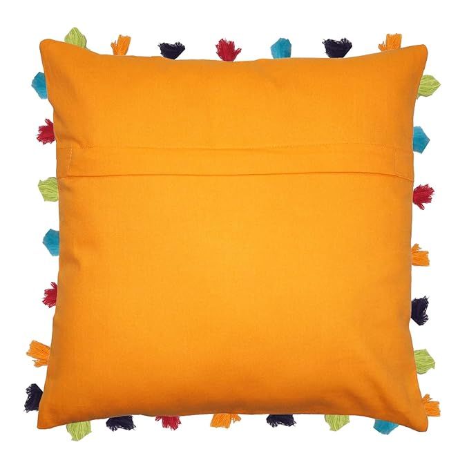 Lushomes Cushion Cover - Orange | 14 x 14 inch | Tassels