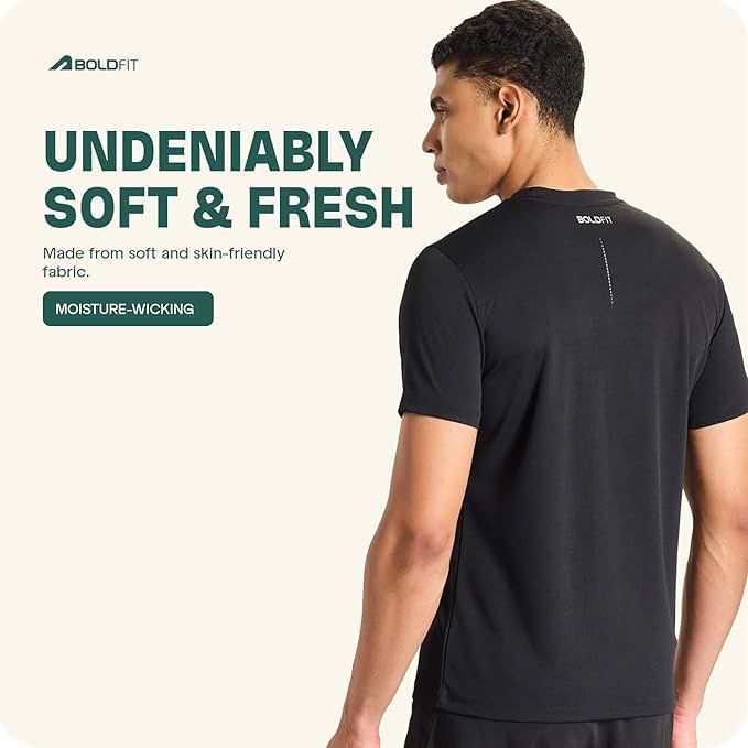 Boldfit Men's Training Gym T-shirt Quick Dry Fit | Black - M