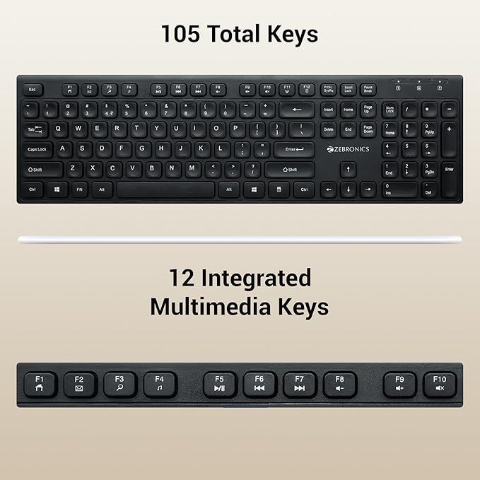 Zebronics K51 Wired Keyboard With 105 Keys, 1.3M Cable Key Usb Interface Slim Plug And Play (Black)