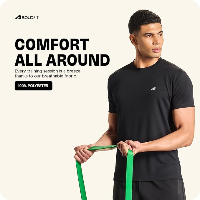 Boldfit Men's Training Gym T-shirt Quick Dry Fit | Black - M