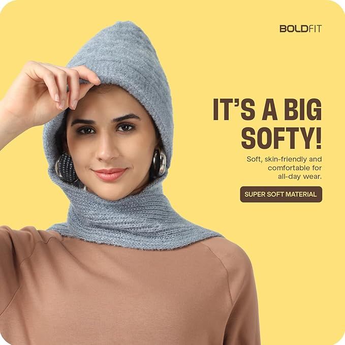 Boldfit Women's Woolen Cap With Mufflers Winter | Gray